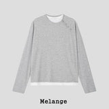 Notch diagonal button layered long sleeve