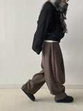 [unisex] Herringbone Wool Balloon Wide Pants