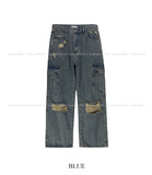 Stopper Damage Cargo Wide Denim Pants