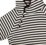 Puring Striped Diagonal Button Warmer Hoodie