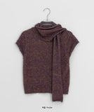 Nipped Hairy Muffler Short Sleeve Knit