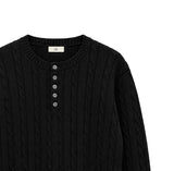 [UL] Mua Cable Henley Neck Basic Knit