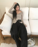 Sseueo sleeveless bustier knit cardigan set