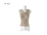 Cheche Layered Button Point Hood Sleeveless Top