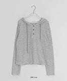 Sayu Stripe Button Hood Long Sleeves