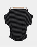Poitdi Side Shirred One-Shoulder Short Sleeve T-shirt