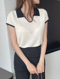 Cooly V Color Matching Collar Knit