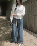 Fend Strap Wide Denim Pants