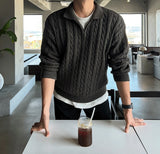 Rope Cable Half Zip-up Knit