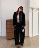 Facey Hood Layered Fur Jacket