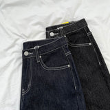 Raw banding brushed span no dyeing straight denim pants