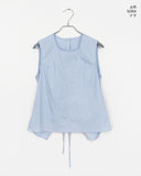 Hiber Back Slit Ribbon Strap Sleeveless Blouse