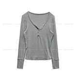Premier Button V-Neck Long Sleeve