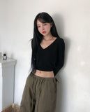 Pint Crop V-Neck Slim Long Sleeve