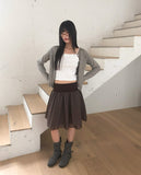 [MADE] Ruri Stripe Color Matching Banding Chiffon Double Midi Flare Skirt