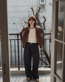 Roine Collar Leather Jacket