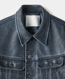 The Born Washed Leather Crop Trucker Jacket