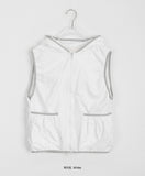 Teiki two-way pocket shirring color matching hood vest