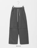 Lipas Zipper Slit Banding Wide Pants