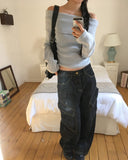 [Brushed] Hazen loose fit off-shoulder knit t-shirt