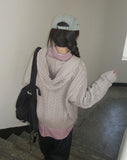 [MADE] Saru cable pocket hood knit cardigan