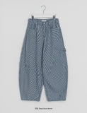Shordan Summer Stripe Denim Balloon Wide Pants