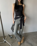 Grayish Washing Bootcut Denim Pants