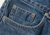 Classy Semi Wide Denim Pants Washed Blue