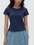 W U-Neck Crop Slim T-shirt
