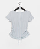 [Muffler set] Kabel lace frill pendant short sleeve t-shirt