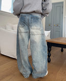 Clue pintuck wide denim pants