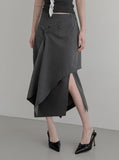 Luen Unbalanced Wrap Long Skirt