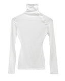 Open Button Slim Turtleneck