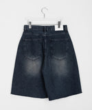 Myusen Damage Washing Bermuda Denim Pants