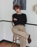 Onen One-Tuck Cotton Wide Slacks