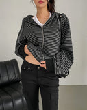Wearing Stripe Two-Way Hooded Zip-Up
