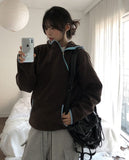 Hamong Diagonal Zipper High-Neck Fleece Hood