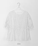 Suiko cut shirring round puff blouse