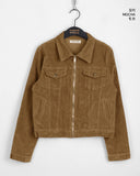 [MADE] Colte Slim Pocket Collar Cropped Corduroy Zip-Up Jacket
