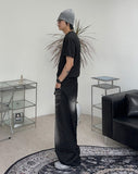 Kady Black Washed Wide Denim Pants