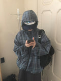 [unisex] Dorico Check Hood String Wind Jacket