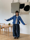 Lucyu Bijo Raw Wide Denim Pants