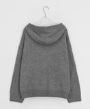 Giten Color Wool Hood Zip-Up Knit Cardigan