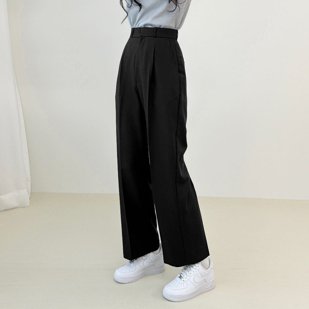 High Waist One Tuck Wide Slacks