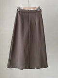 Milka Wool Brushed Pleats Long Skirt