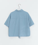 Kinnews String Crop Nylon Short Sleeve Shirt