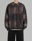 Discharged brushed washed sweatshirt