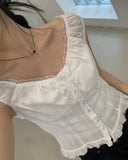 Nelly off-lace frill sleeveless blouse