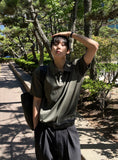Collar Henry Neck Boonto Short Sleeve T-shirt