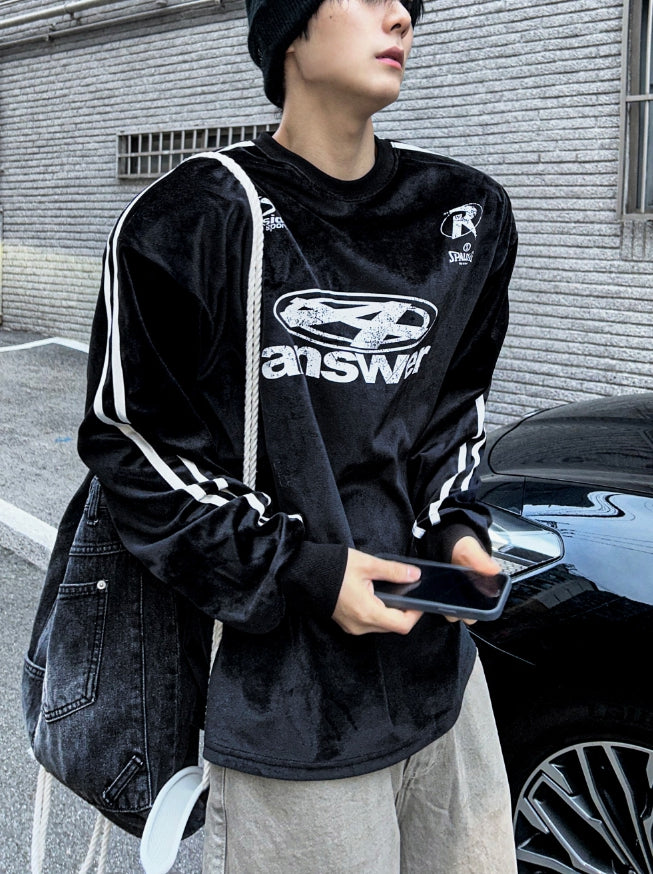 [COSYHARU公式]Ferrendy Velvet Track Round Short Sleeve Tee COSYHARU公式]Ferrendy Velvet Track Round Short Sleeve Tee